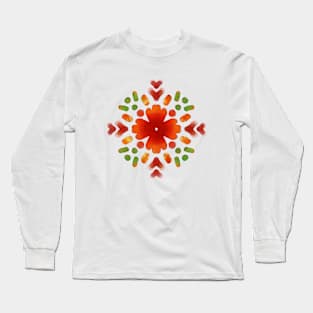 Minimal Floral Folk Artwork Phulkari Motif GC-127-05 Long Sleeve T-Shirt